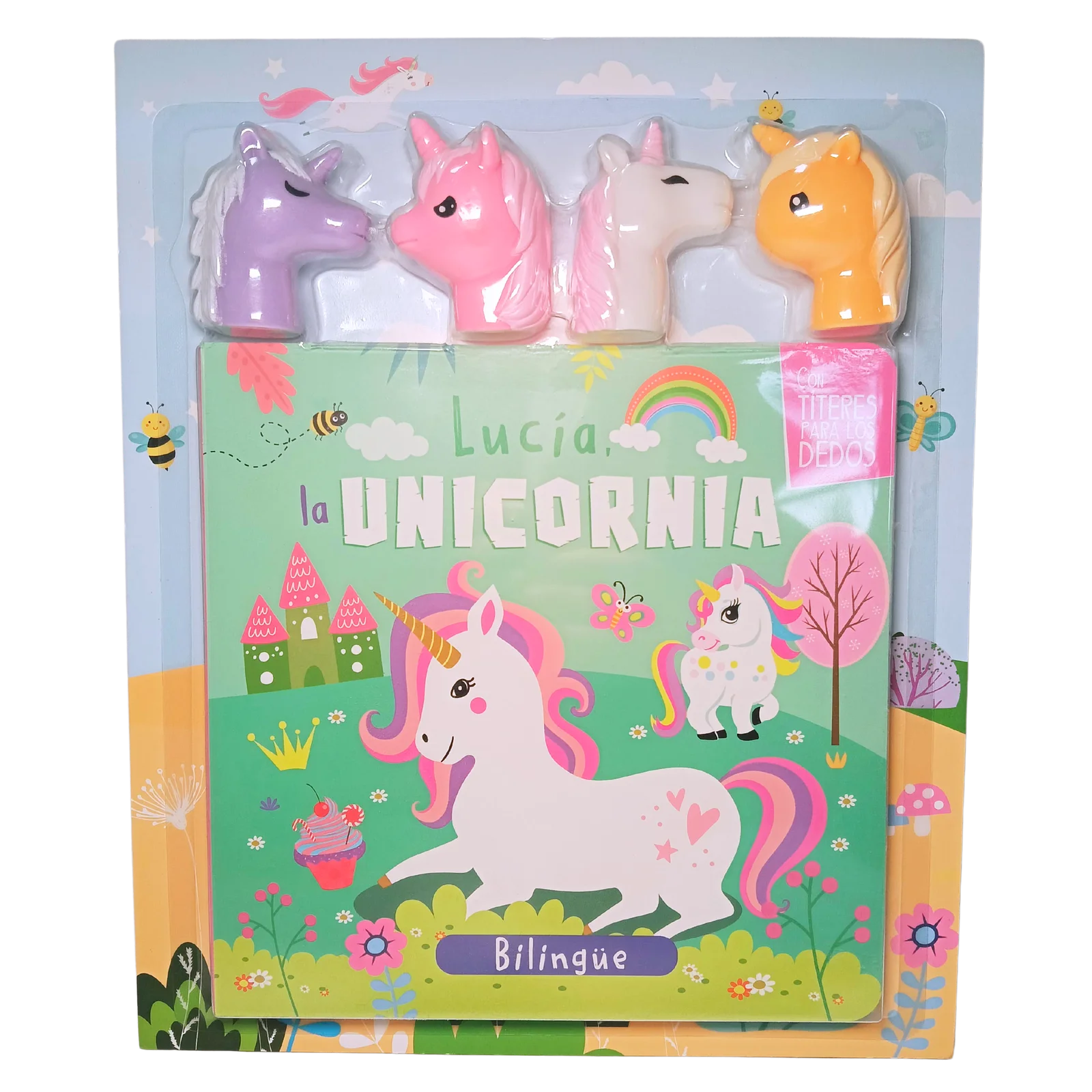 Libro Lucía la unicornia con títeres para dedos