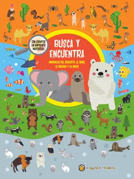 Libro Busca y Encuentra - Animales del bosque,El mar,El bosque y La Nieve