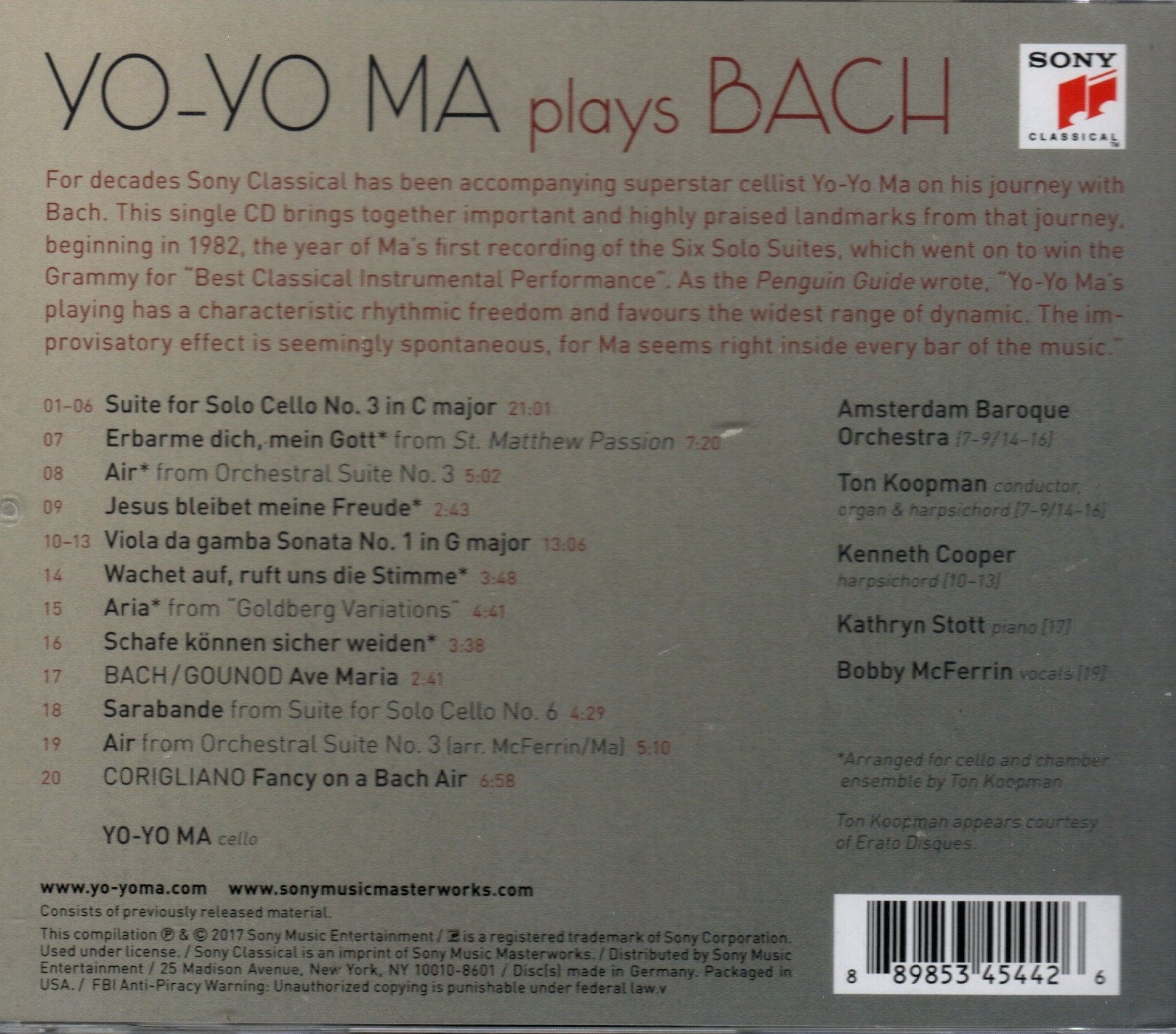 CD Yo-Yo Ma – Yo-Yo Ma Plays Bach