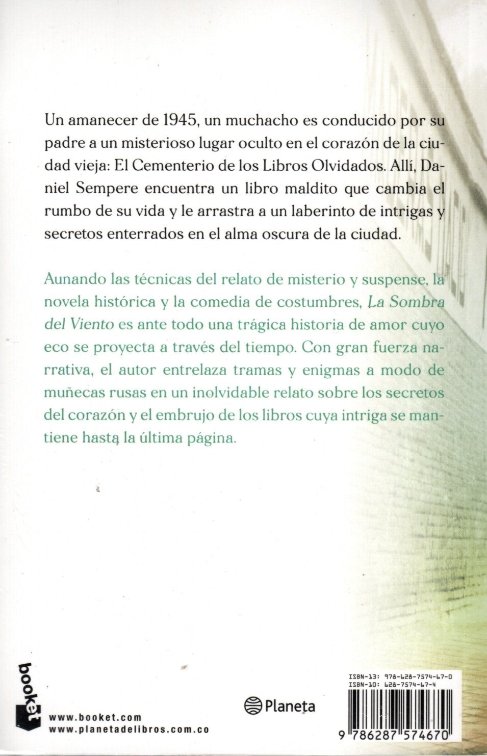 Libro Carlos Ruiz Zafón - La Sombra del Viento