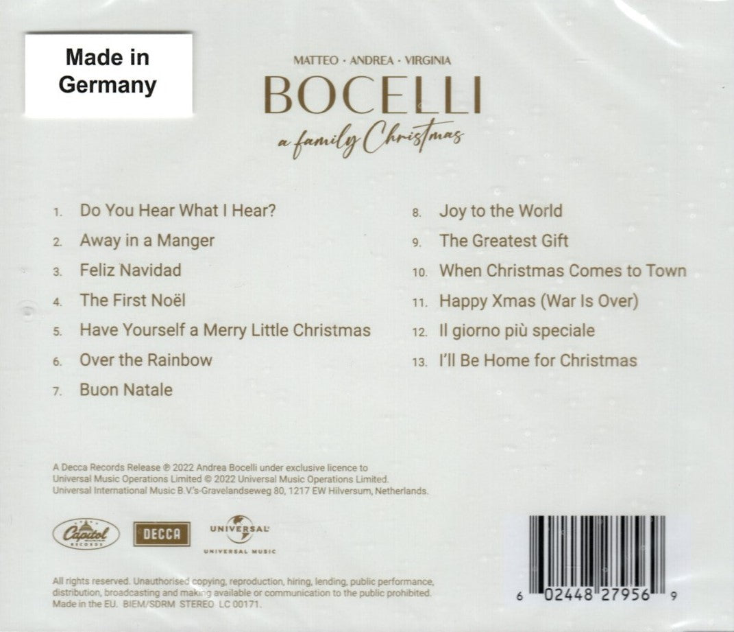 CD Matteo • Andrea • Virginia Bocelli – A Family Christmas