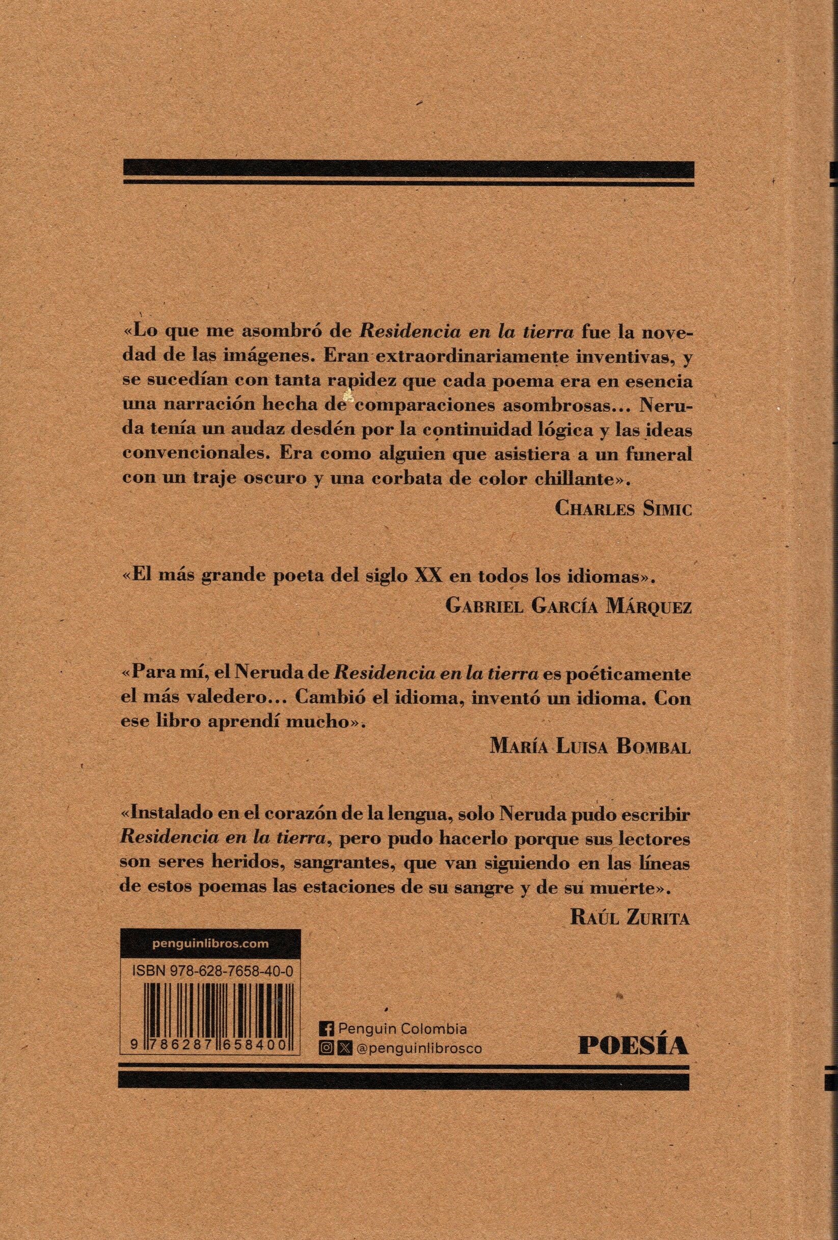 Libro  Pablo Neruda - Residencia en la Tierra