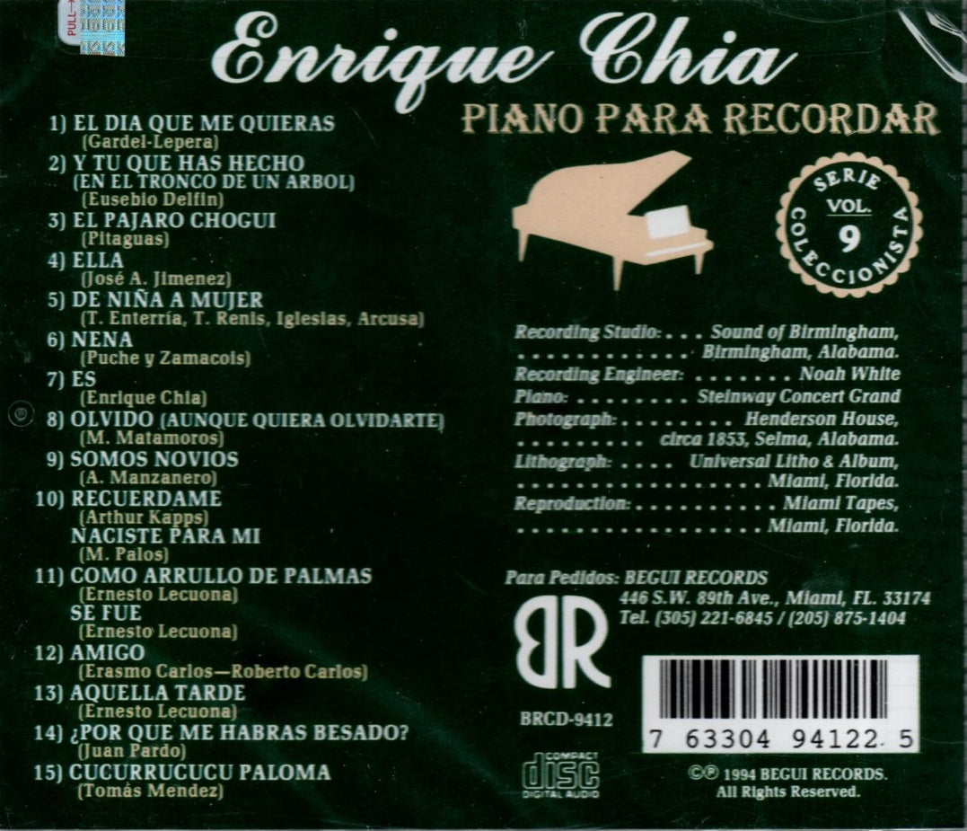 CD Enrique Chia - Piano para recordar