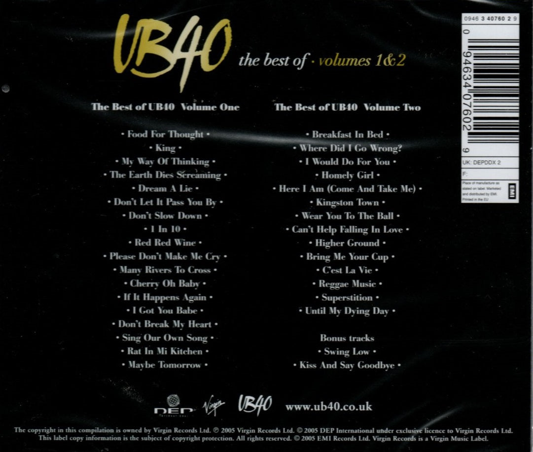 CDX2 UB40 ‎– The Best Of UB40 - Volumes 1 & 2