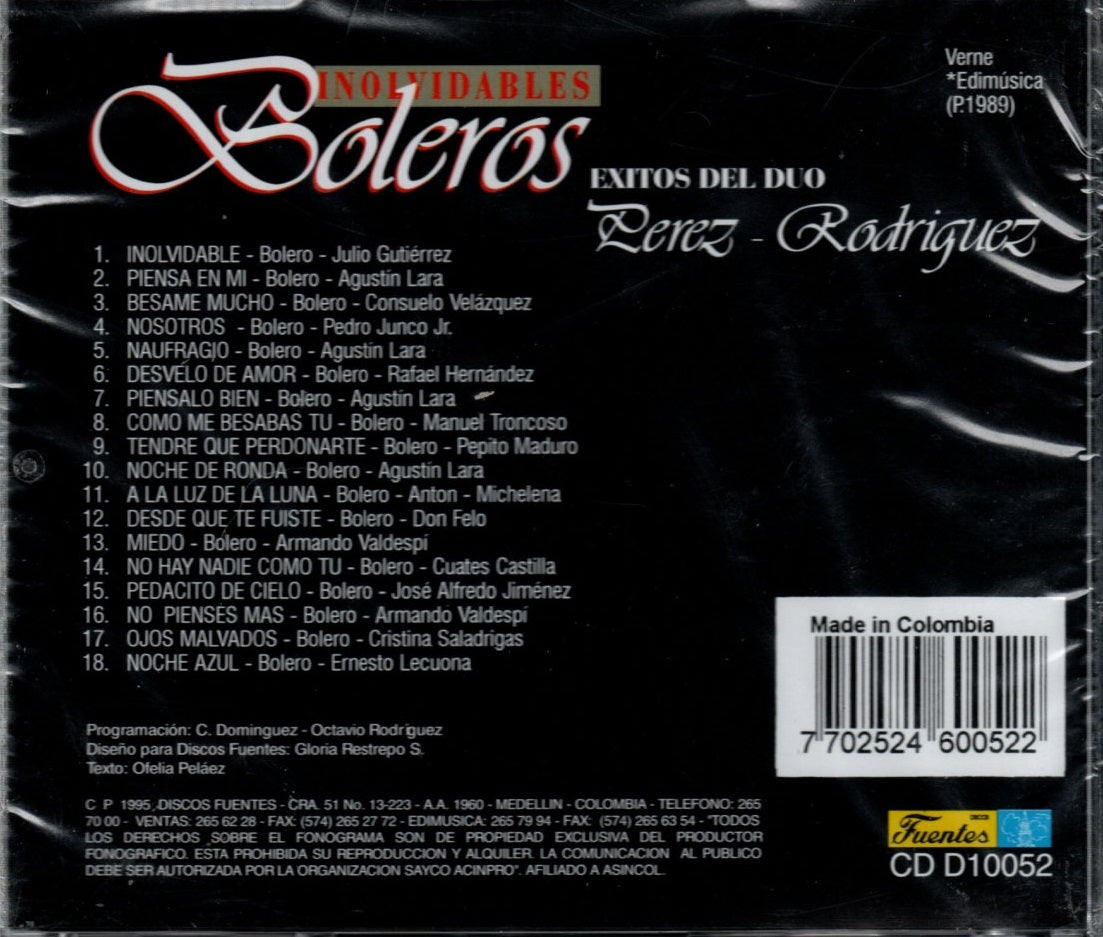 CD Inolvidables Boleros - Éxitos del Dúo Pérez Rodríguez