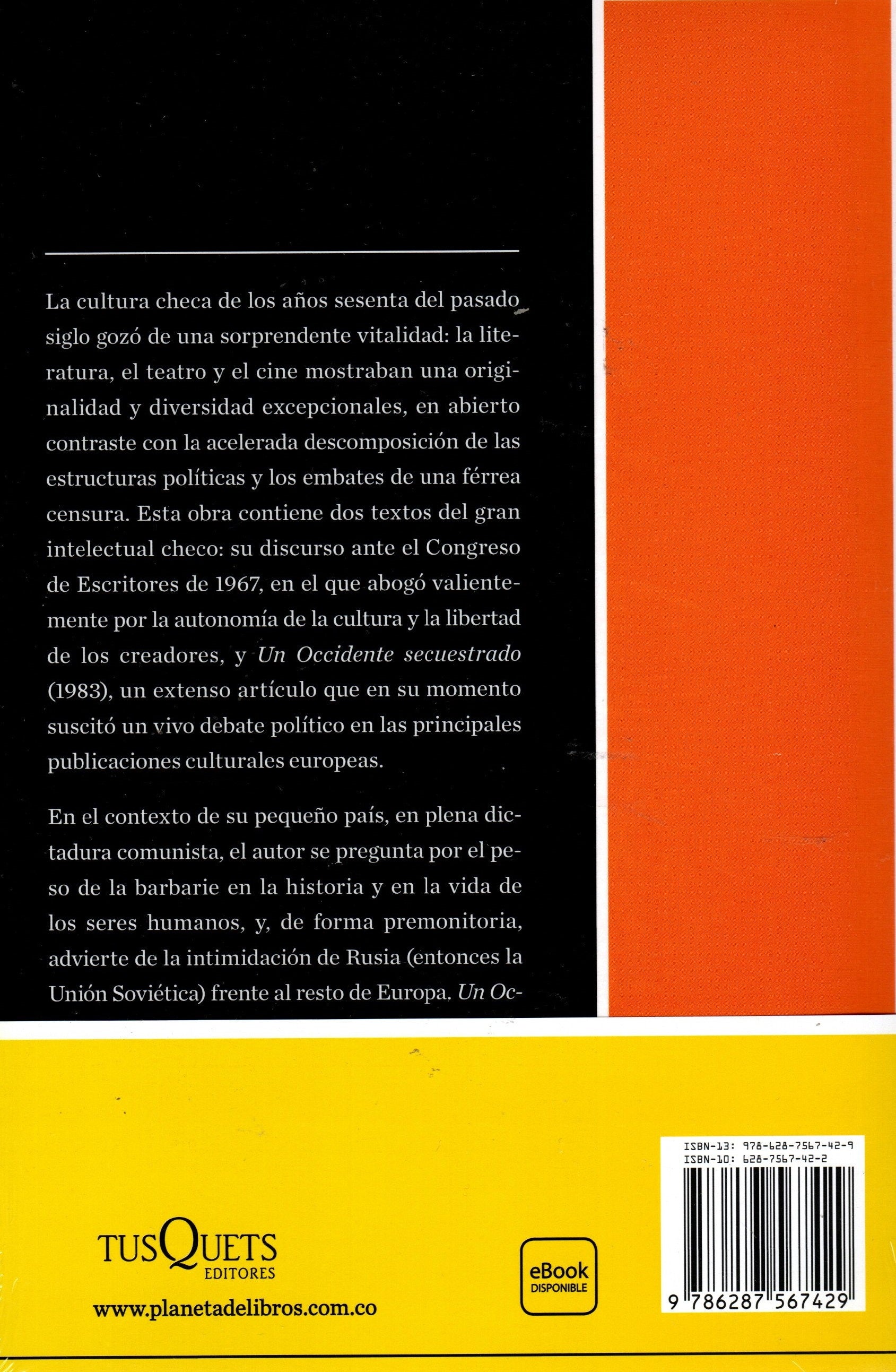 Libro Milan Kundera - Un Occidente Secuestrado